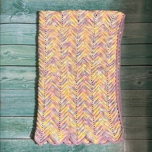 Multicolor Chevron Knit Baby Blanket